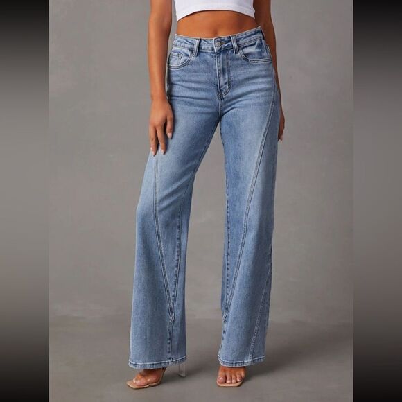 NWT Commense Vintage Denim Straight Wide Leg Pants Jeans Size 2 - Picture 1 of 4